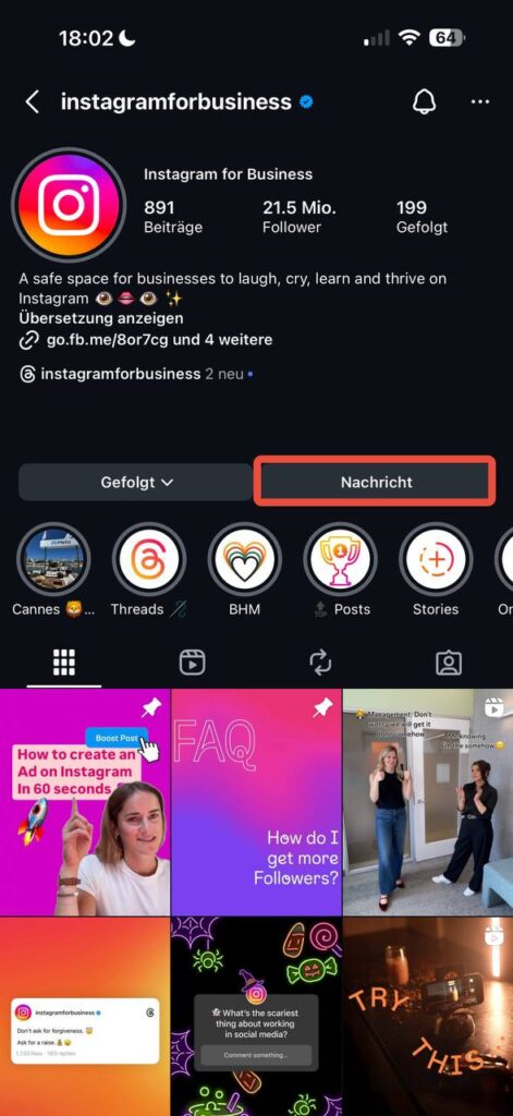 Send DM via the user's profile