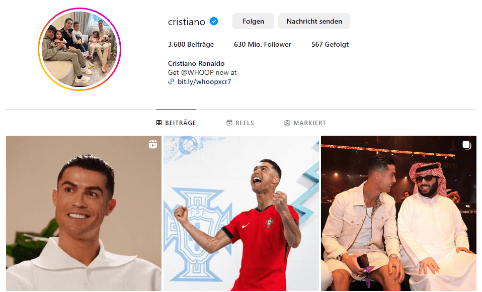 Instagram account cristiano ronaldo