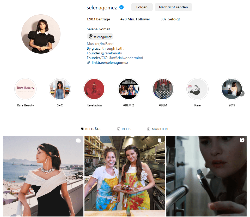 Instagram account selena gomez